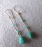 Amazonite Carved Teardrop and Sterling Silver Earrings