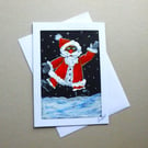 original art hand painted father christmas greetings card ( ref FA 60 M4 )