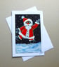 original art hand painted father christmas greetings card ( ref FA 60 M4 )