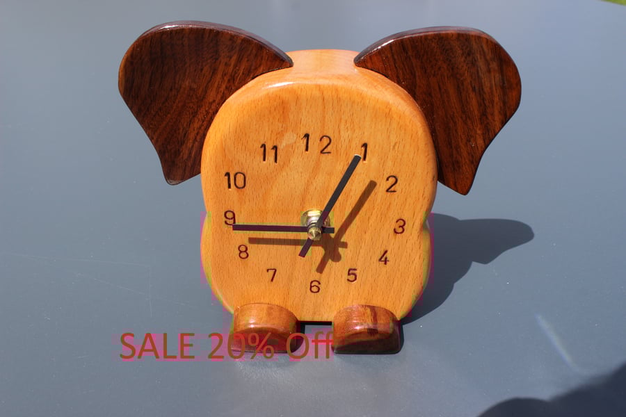 Beech Wood Elephant Clock