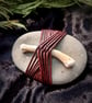Wrapped Rock, Leather and Bone Meditation Stone, Beach Pebble, Japanese Mizuhiki