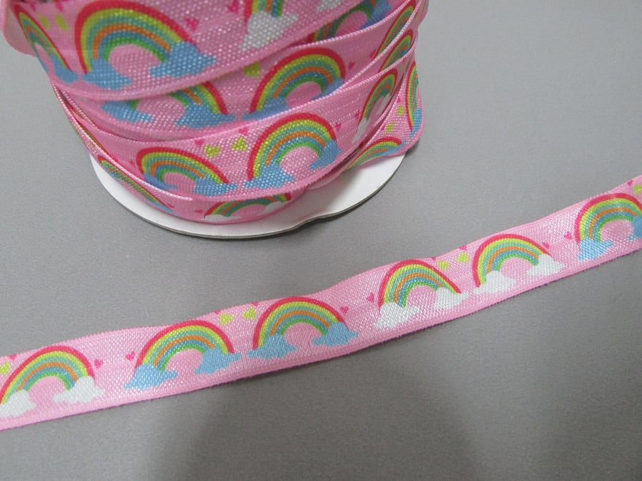 Rainbow Fold Over Elastic x 1 metre