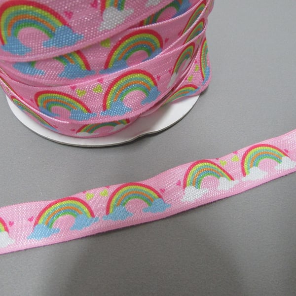 Rainbow Fold Over Elastic x 1 metre