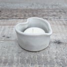 White ceramic heart tealight holder 