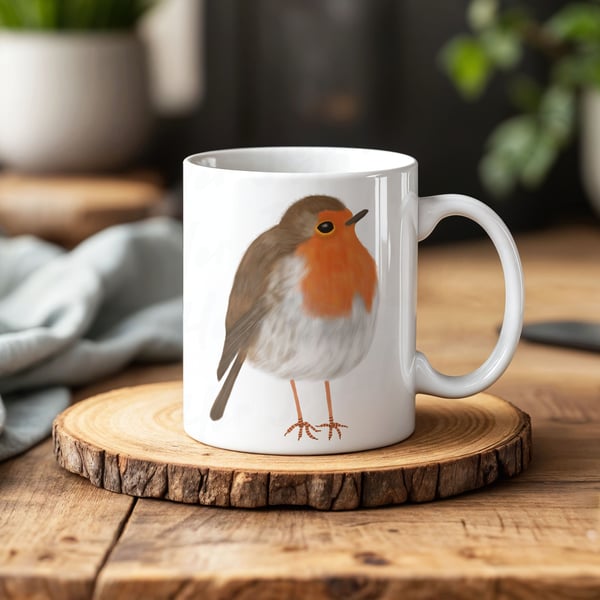 Robin Mug, Cheeky Robin, Bird Mug, Tea Mug, Coffee Mug, Joyfully illustrated