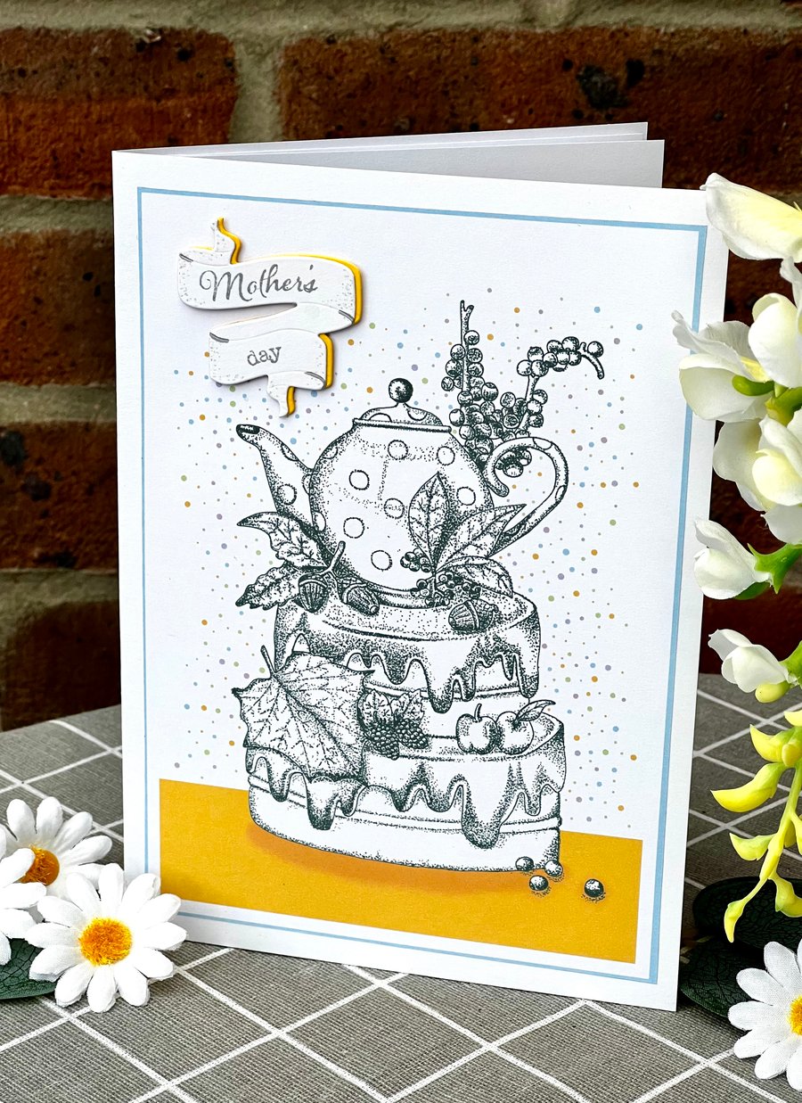 ‘Acorn Cake - Mother’s Day’ blue - A5 Card