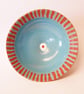Bowl Gorgeous Stemmed Bowl with Twizzles, Red, white and Blue striped Ceramic. - Image 3