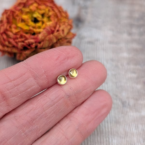 Sterling Silver Citrine Gemstone Small Stud Earrings - JBJ8002