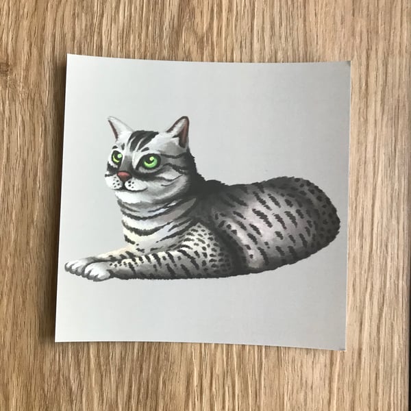 Egyptian Mau Cat Square Post Card Print