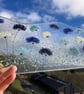 12 Long Whimsical Opaque Blue mix of meadow flowers fused glass Art Picture comp
