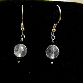 Quartz and Black Spinel Gemstone Earrings