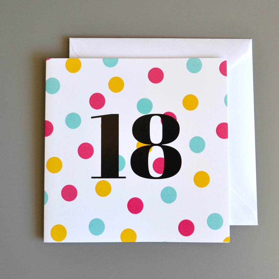 18th Birthday Card for Her - Eighteen - 18 - Eighteenth Birthday Card