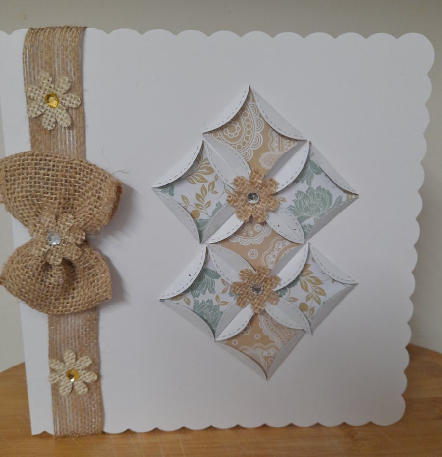 LARGE BLANK HANDMADE ORIGAMI PATTERNED DESIGN CARD.