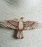 Pyrography crow wooden brooch - Image 1