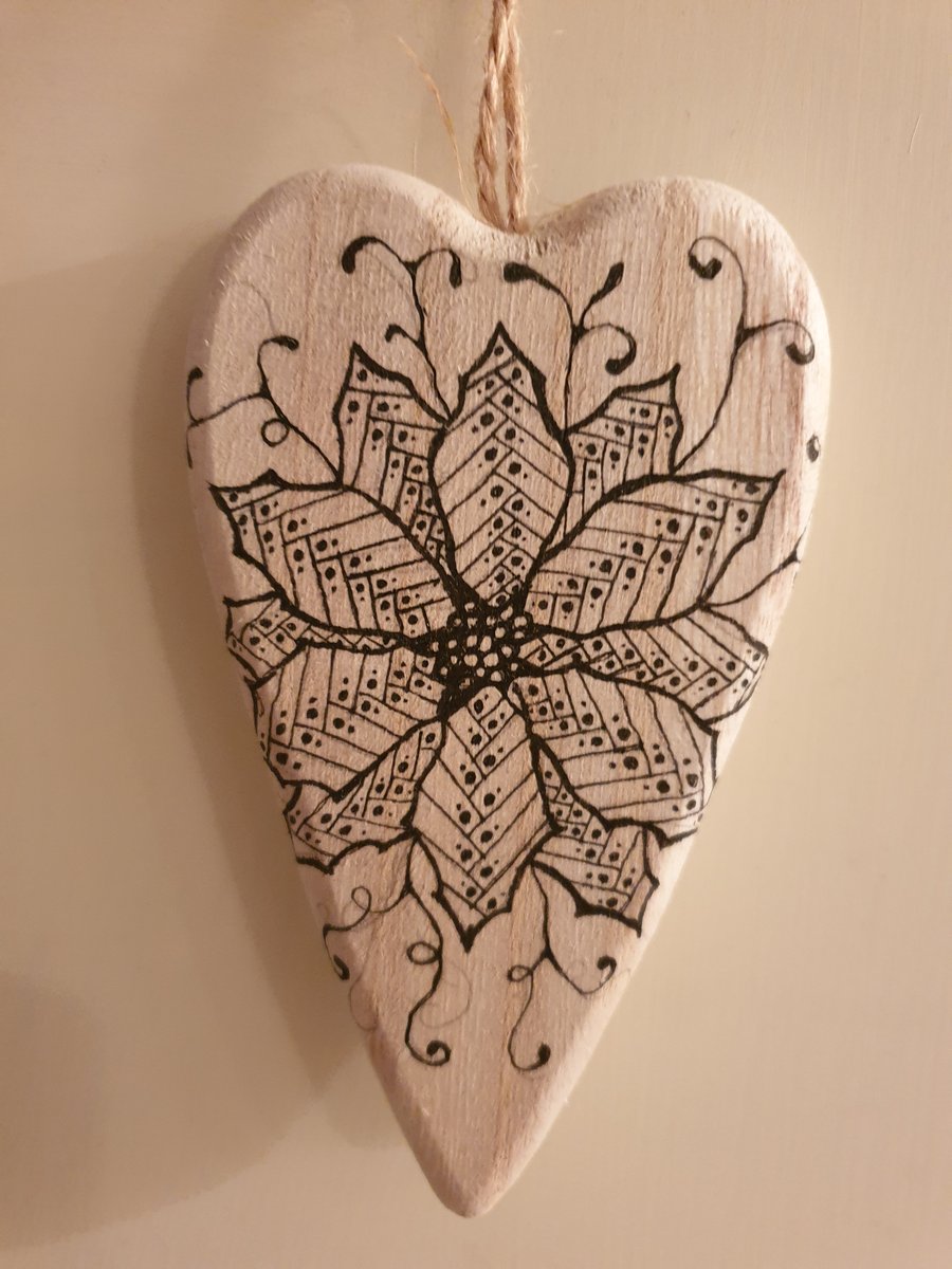 Small hanging chunky wooden heart 