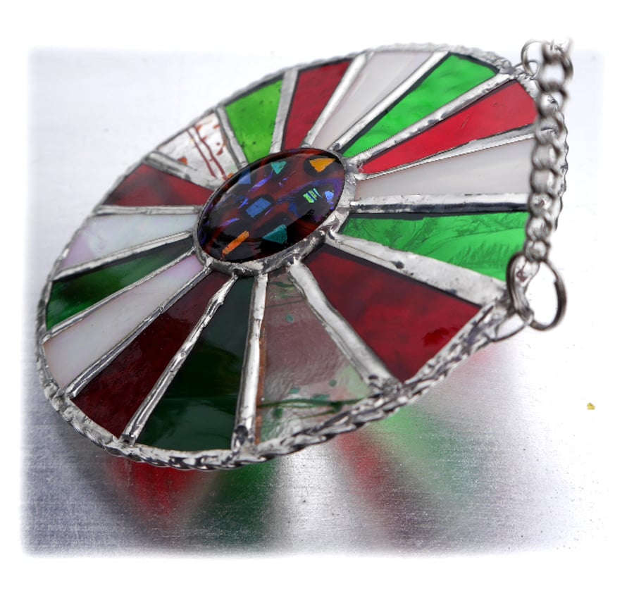 Festive Wheel Suncatcher Stained Glass Handmade 