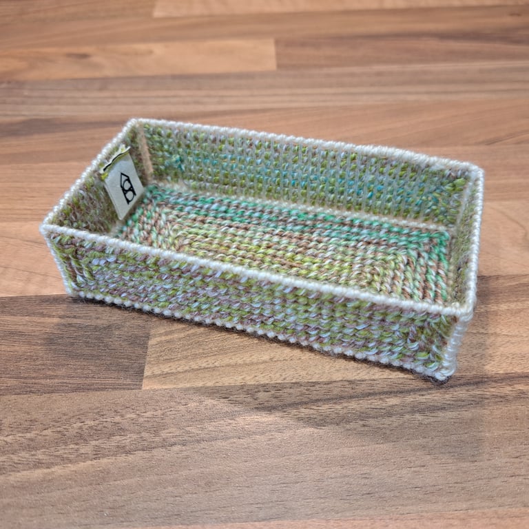 Desk tray for small items - green, brown, cream mix pattern