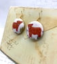 Baby Highland Cows statement fabric button earrings - Image 3