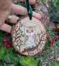 Owl hand-painted Christmas log slice decoration  - Image 7