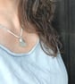 Frosty aqua sea glass, silver and seed-bead swivel necklace pendant. - Image 2