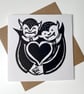 Vampire Hug Linocut Greetings Card  - Image 4