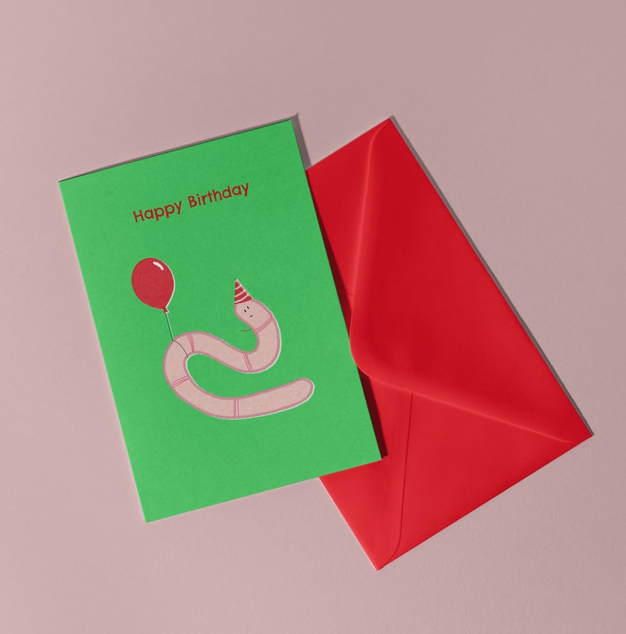 Worm Happy Birthday Card