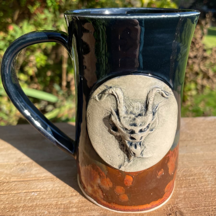 Wheel Thrown Stoneware Krampus Mug