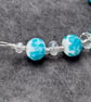 white and turquoise spotted lampwork glass beaded necklace - Image 3
