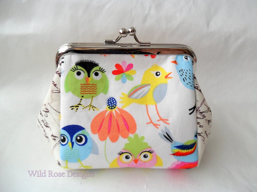 Bird print frame purse