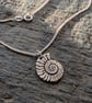 Recycled Sterling Silver Fossil Pendant:silver