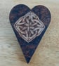 Pyrography Celtic knotwork folk heart brooch - Image 3