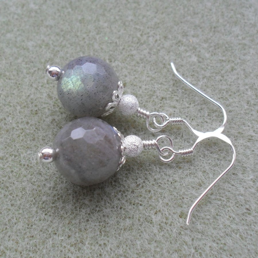 Labradorite Gemstone Sterling Silver Earrings