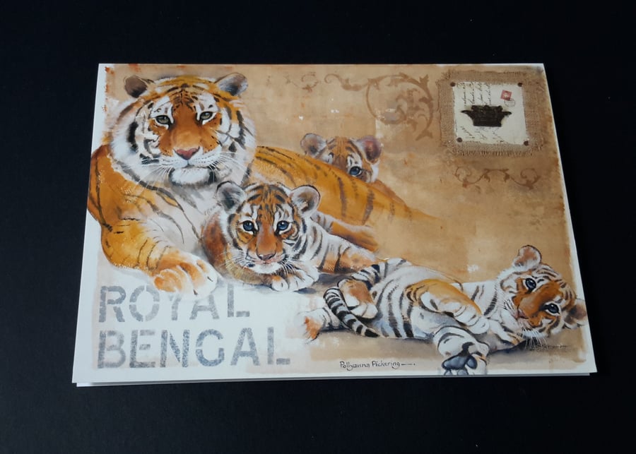 Tiger Blank Greeting Card - Wildlife Artwork By Pollyanna Pickering