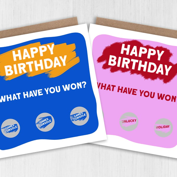 Scratch and reveal card: Happy Birthday - What have you won?
