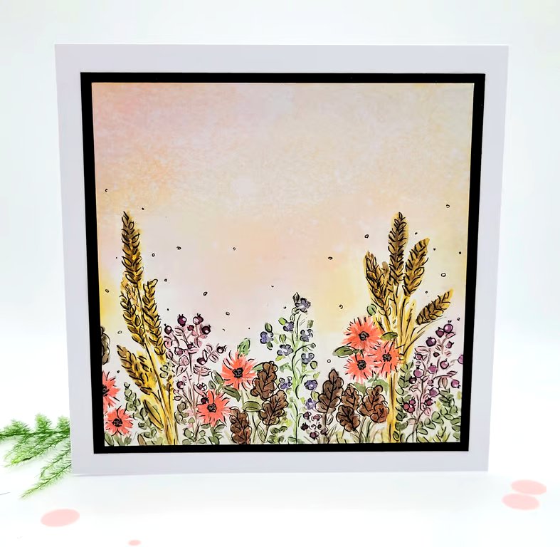 Blank handpainted card, original art, wildflower, birthday  