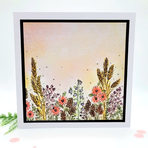 Blank handpainted card, original art, wildflower, birthday  