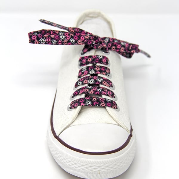 Black and Candy Pink Cotton Shoelaces