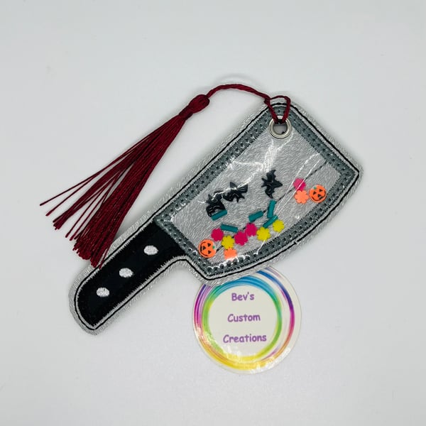 Butcher knife shaker, Embroidered Bookmark,  