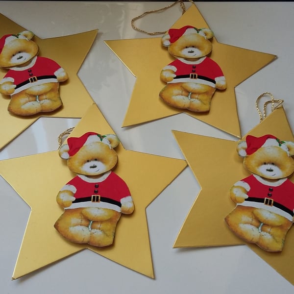 CHRISTMAS STAR GIFT TAGS WITH BEARS