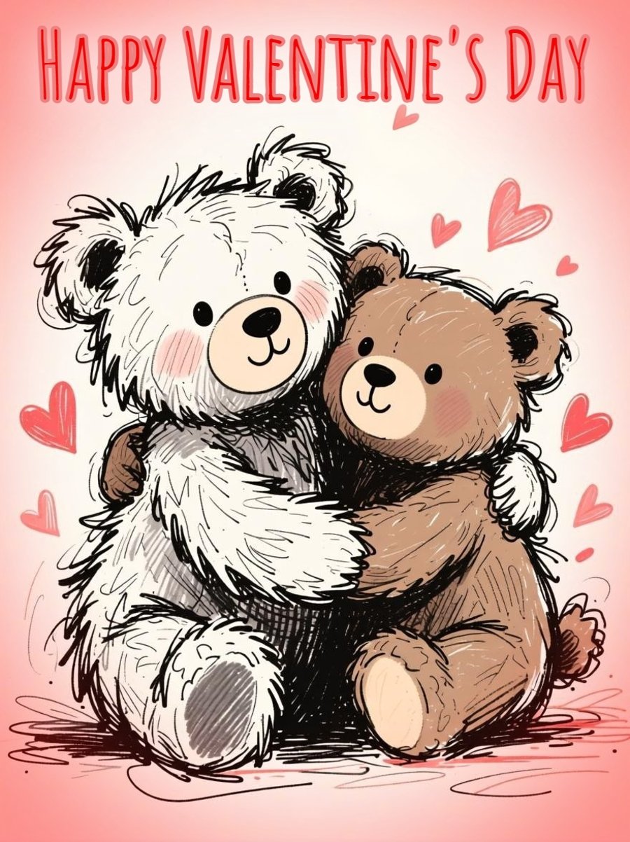 Teddy Bears Valentine's Greeting Card A5