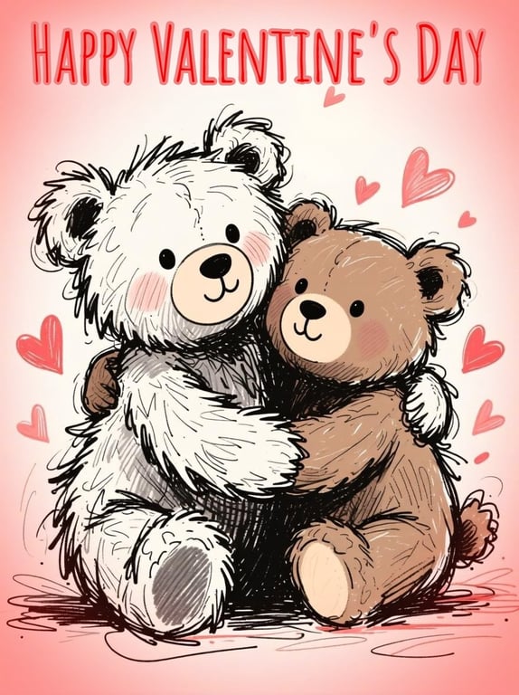 Teddy Bears Valentine's Greeting Card A5