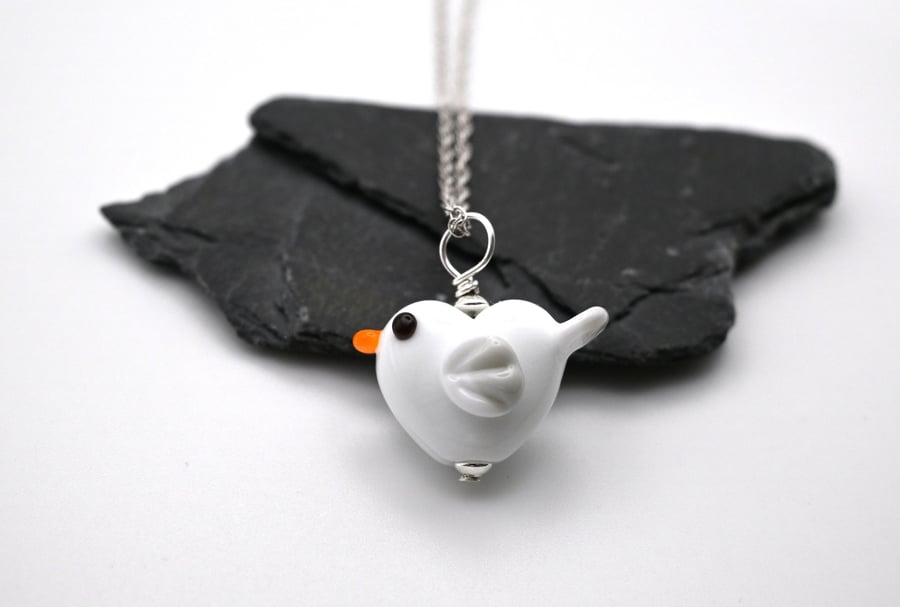 glass seagull pendant necklace - medium