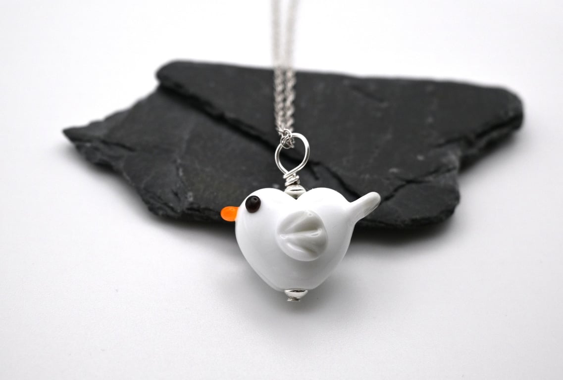 glass seagull pendant necklace - medium
