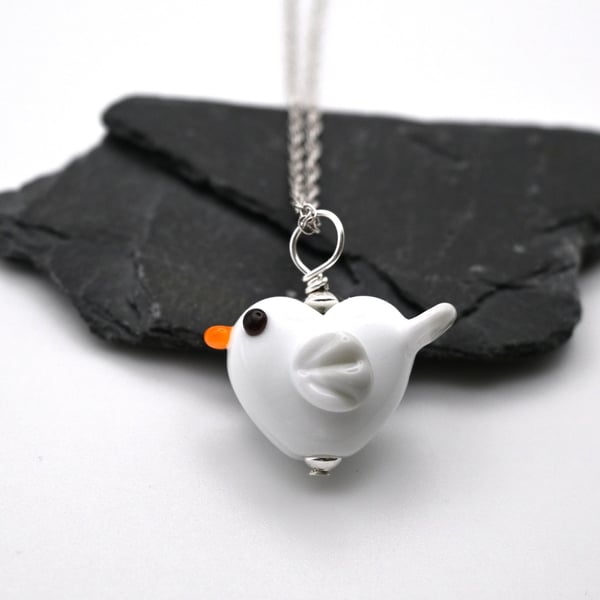 glass seagull pendant necklace - medium