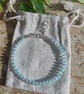 Pale Blue Frosted Glass Rondelle Bead Bracelet 