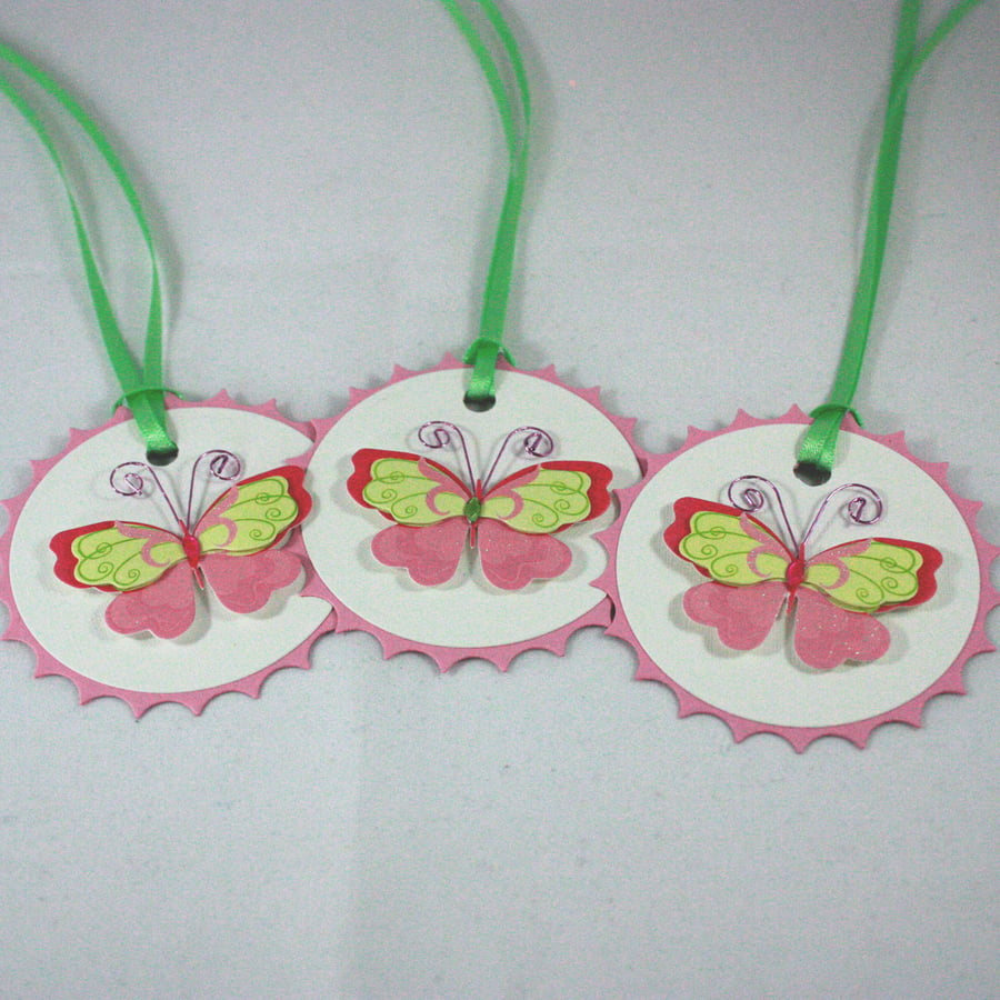 Set of 3 butterfly gift tags