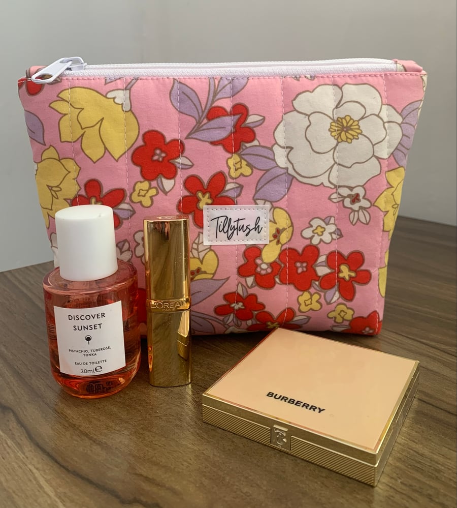 Handmade quilted toiletry, makeup pouch