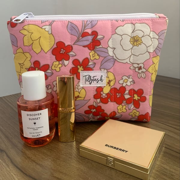 Handmade quilted toiletry, makeup pouch