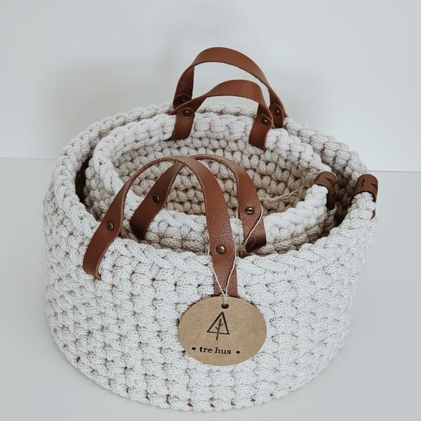 Boho Scandi Handmade Nesting Baskets