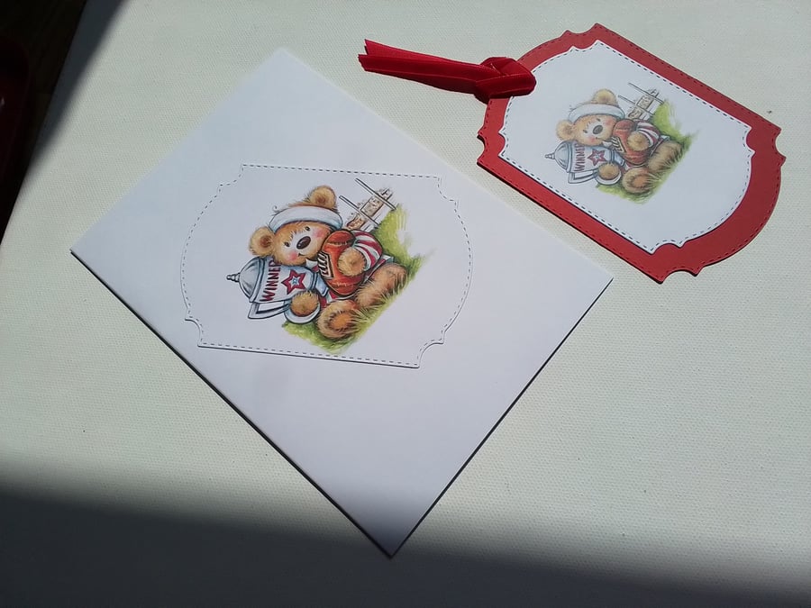 Card and gift tag set. Any occasion card. Winner card. Sports. Ref 123